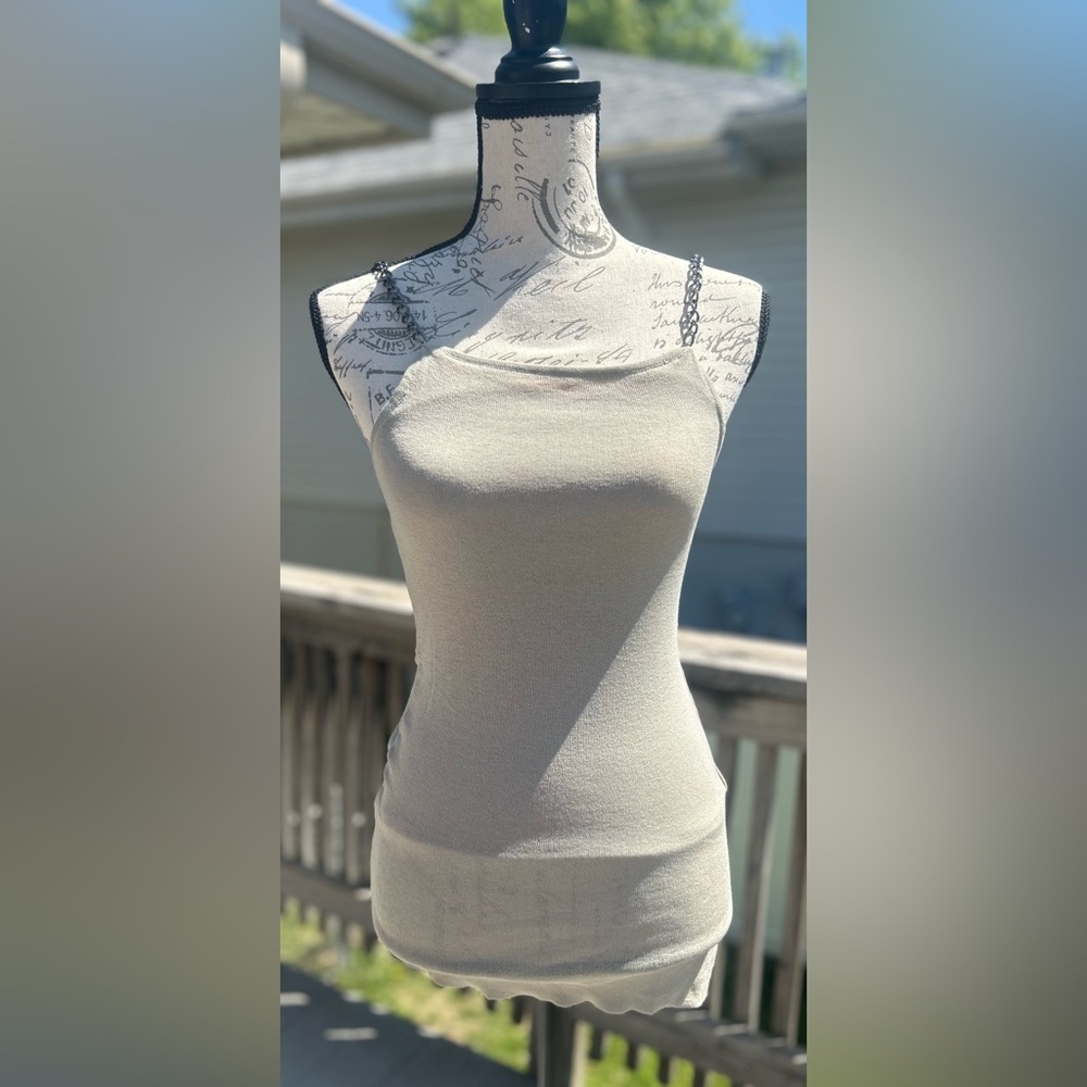 NWT Design by Korea Cream Color Chain Strap Women’s Tank Top Size OS​
